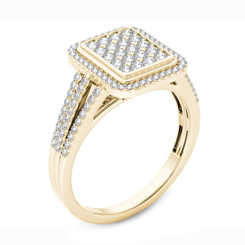 0.50 CT. T.W. Composite Diamond Rectangle Frame Split Shank Ring in 10K Gold