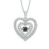 Thumbnail Image 0 of Unstoppable Love™ 0.18 CT. T.W. Enhanced Black and White Diamond Double Heart Pendant in 10K White Gold