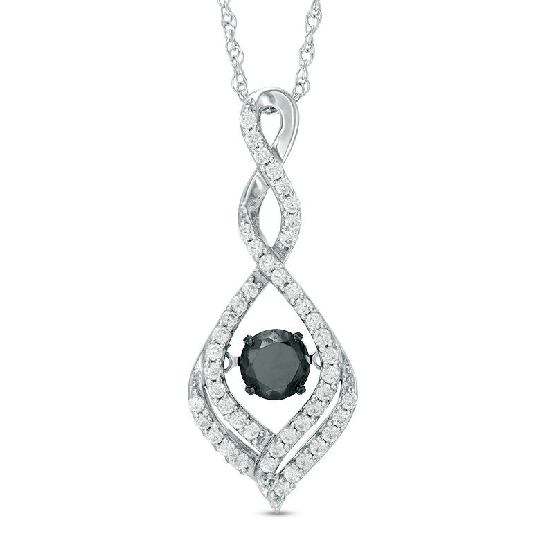 Unstoppable Love™ 0.70 CT. T.W. Enhanced Black and White Diamond Cascading Infinity Pendant in 10K White Gold