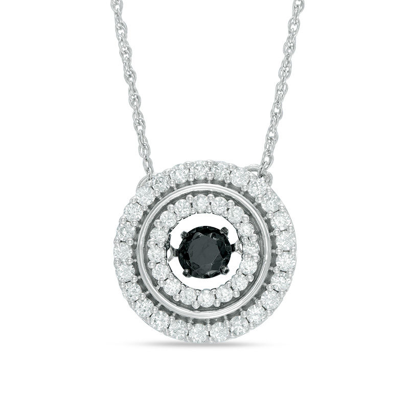 Unstoppable Love™ 0.95 CT. T.W. Enhanced Black and White Diamond Double Frame Pendant in 10K White Gold