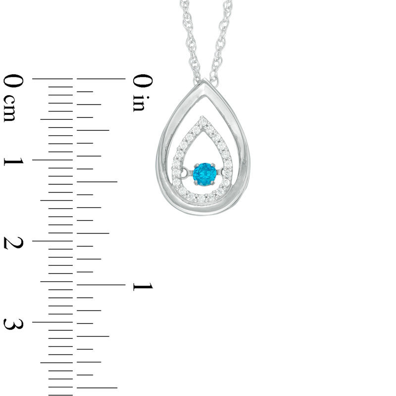 Main Image 2 of Unstoppable Love™ 0.18 CT. T.W. Enhanced Blue and White Diamond Double Teardrop Pendant in Sterling Silver