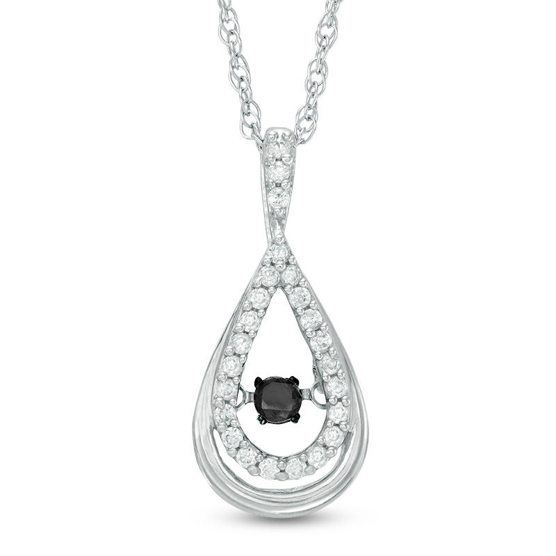 Unstoppable Love™ 0.18 CT. T.W. Enhanced Black and White Diamond Teardrop Pendant in Sterling Silver
