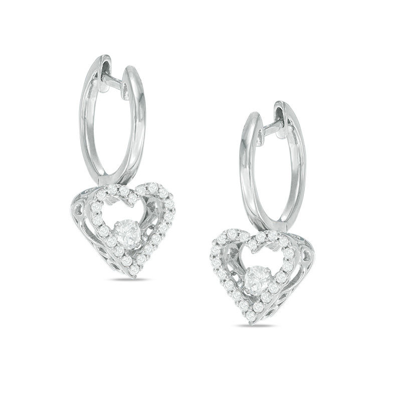 Unstoppable Love™ 0.45 CT. T.W. Diamond Heart-Shaped Drop Earrings in 10K White Gold|Peoples Jewellers