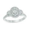 Thumbnail Image 0 of 0.45 CT. T.W. Diamond Past Present Future® Oval Double Frame Engagement Ring in 10K White Gold