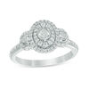 Thumbnail Image 1 of 0.45 CT. T.W. Diamond Past Present Future® Oval Double Frame Engagement Ring in 10K White Gold