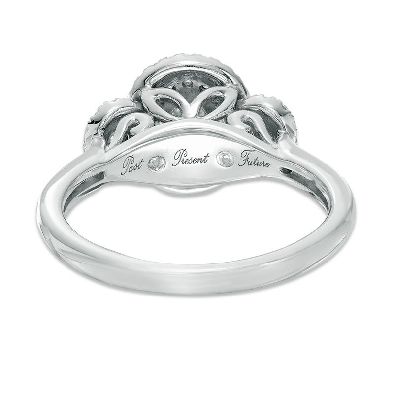 0.45 CT. T.W. Diamond Past Present Future® Oval Double Frame Engagement Ring in 10K White Gold