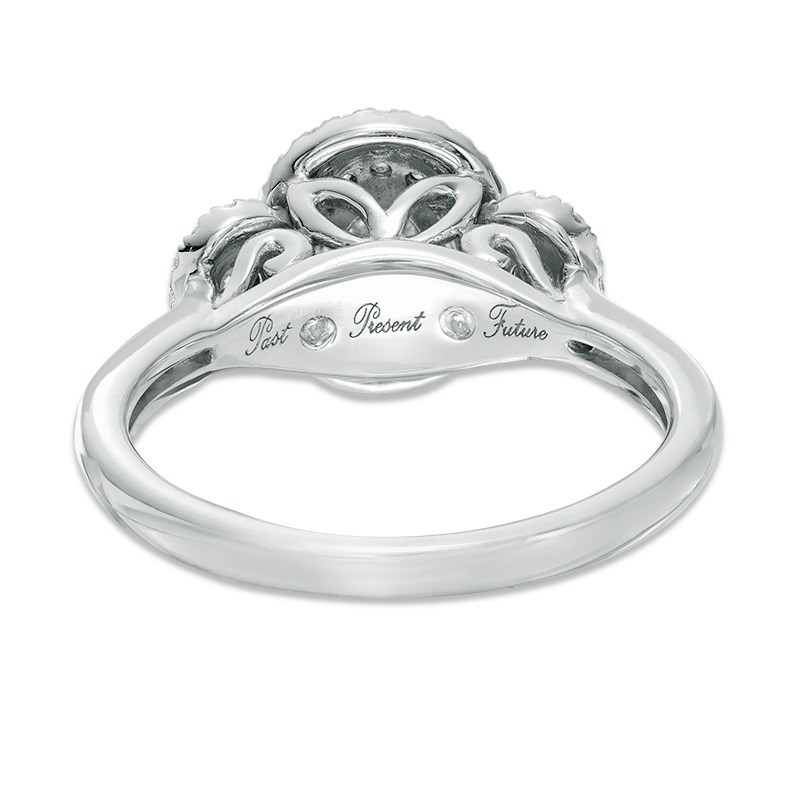0.45 CT. T.W. Diamond Past Present Future® Oval Double Frame Engagement Ring 10K White Gold