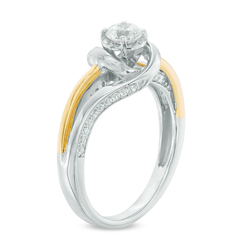 0.50 CT. T.W. Diamond Swirl Bypass Engagement Ring in 10K Two-Tone Gold