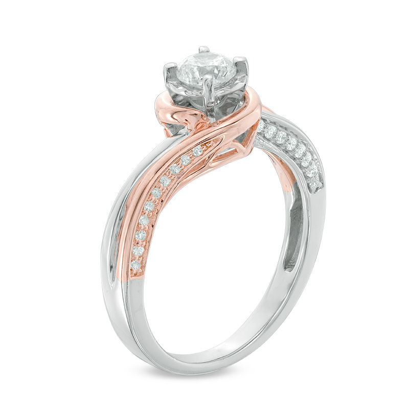 Main Image 2 of 0.50 CT. T.W. Diamond Swirl Bypass Engagement Ring in 10K Two-Tone Gold