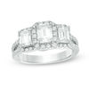 Thumbnail Image 0 of 2.20 CT. T.W. Certified Canadian Emerald-Cut Diamond Three Stone Engagement Ring in 14K White Gold (I/I1)