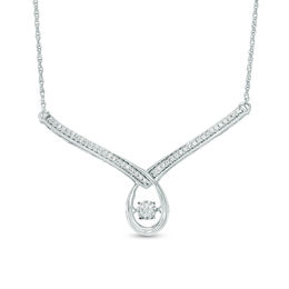 Unstoppable Love™ 0.23 CT. T.W. Diamond Teardrop Chevron Necklace in 10K White Gold