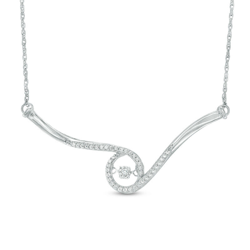 Unstoppable Love™ 0.18 CT. T.W. Diamond Chevron Swirl Necklace in 10K White Gold|Peoples Jewellers