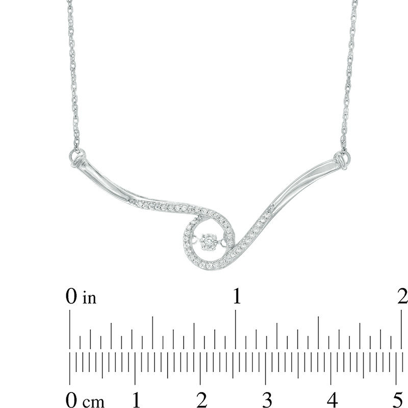 Unstoppable Love™ 0.18 CT. T.W. Diamond Chevron Swirl Necklace in 10K White Gold