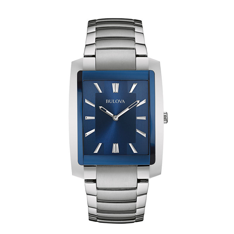 Men's Bulova Classic Watch with Rectangular Blue Dial (Model: 96A169)|Peoples Jewellers