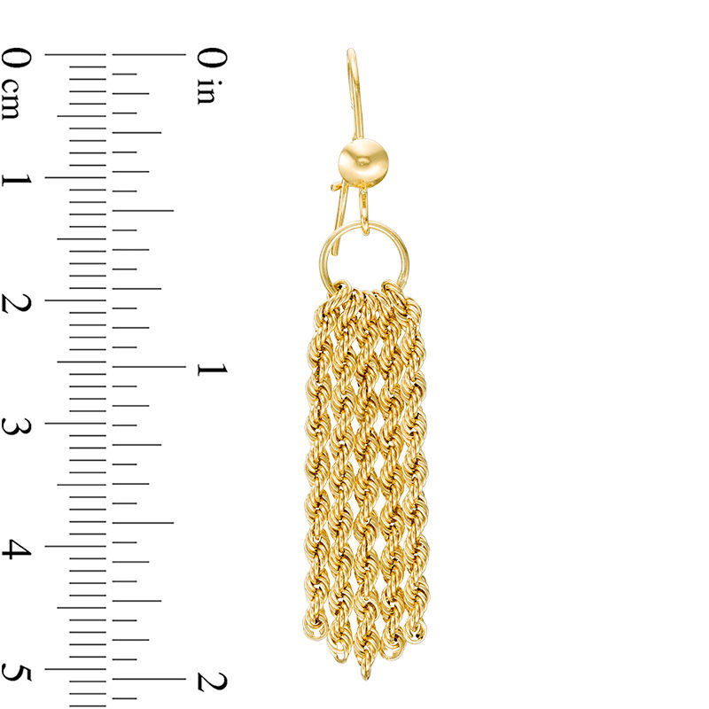 Main Image 2 of Rope Chain Tassel Drop Earrings in 14K Gold