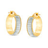 Thumbnail Image 0 of Italian Gold Glitter Enamel Striped Hoop Earrings in 14K Gold