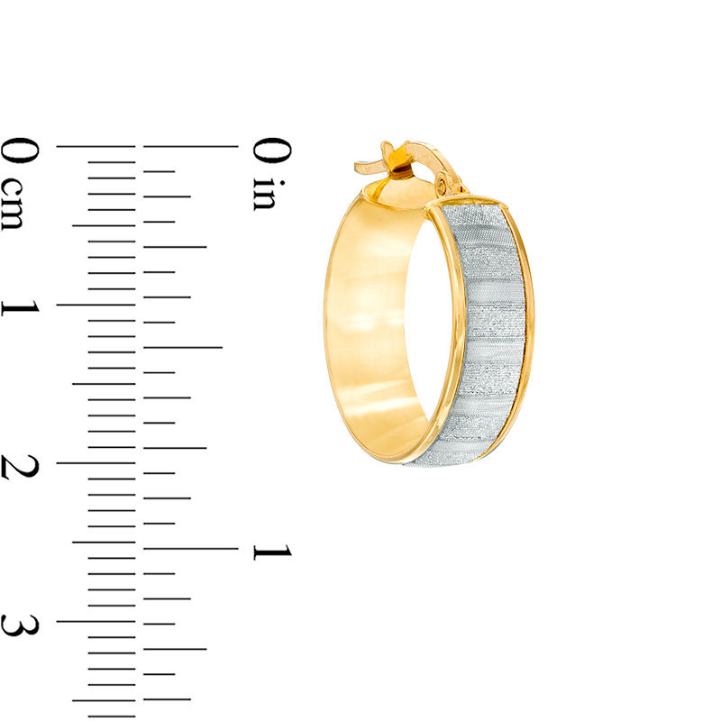 Italian Gold Glitter Enamel Striped Hoop Earrings in 14K Gold