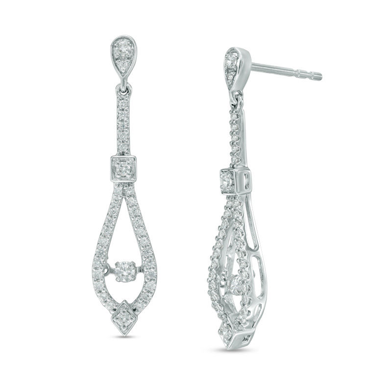 Unstoppable Love™ 0.50 CT. T.W. Diamond Teardrop Earrings in 10K White Gold|Peoples Jewellers