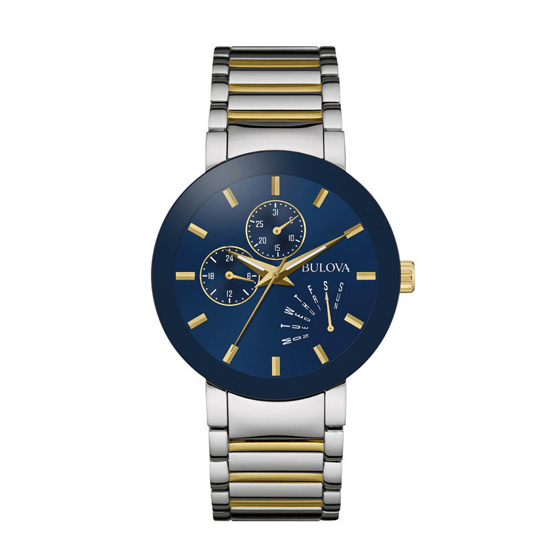Men's Bulova Classic Two-Tone Chronograph Watch with Blue Dial (Model: 98C123)|Peoples Jewellers
