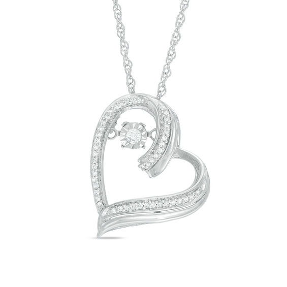 Unstoppable Love™ 0.11 CT. T.W. Diamond Tilted Heart Pendant in Sterling Silver