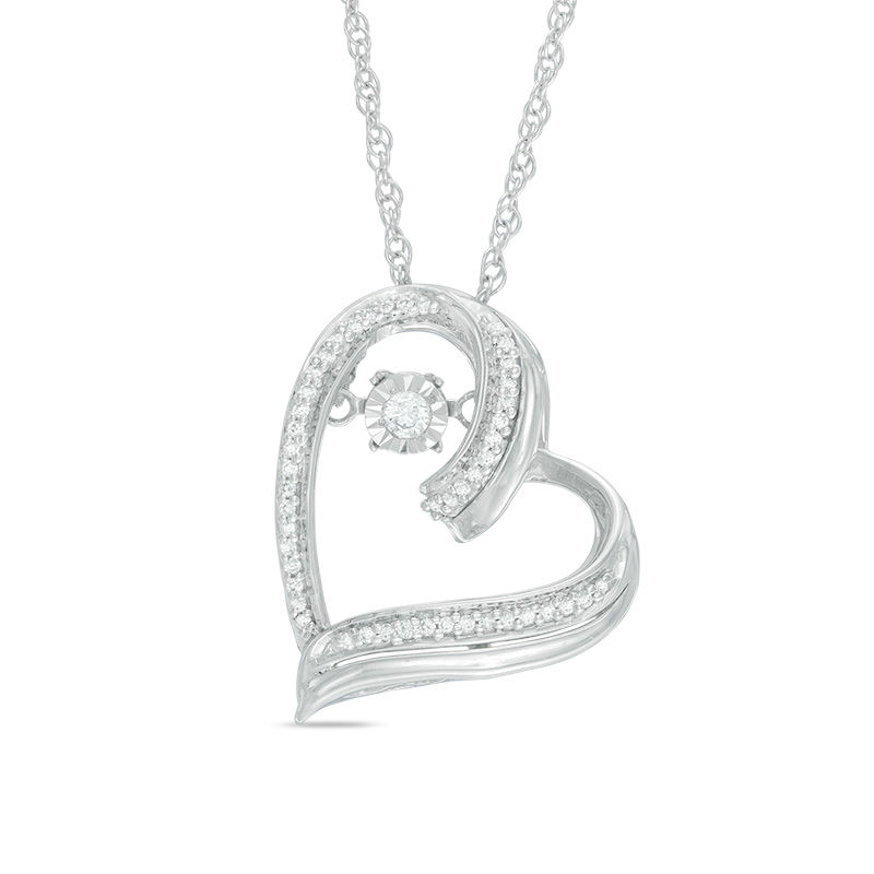 Unstoppable Love™ 0.11 CT. T.W. Diamond Tilted Heart Pendant in Sterling Silver