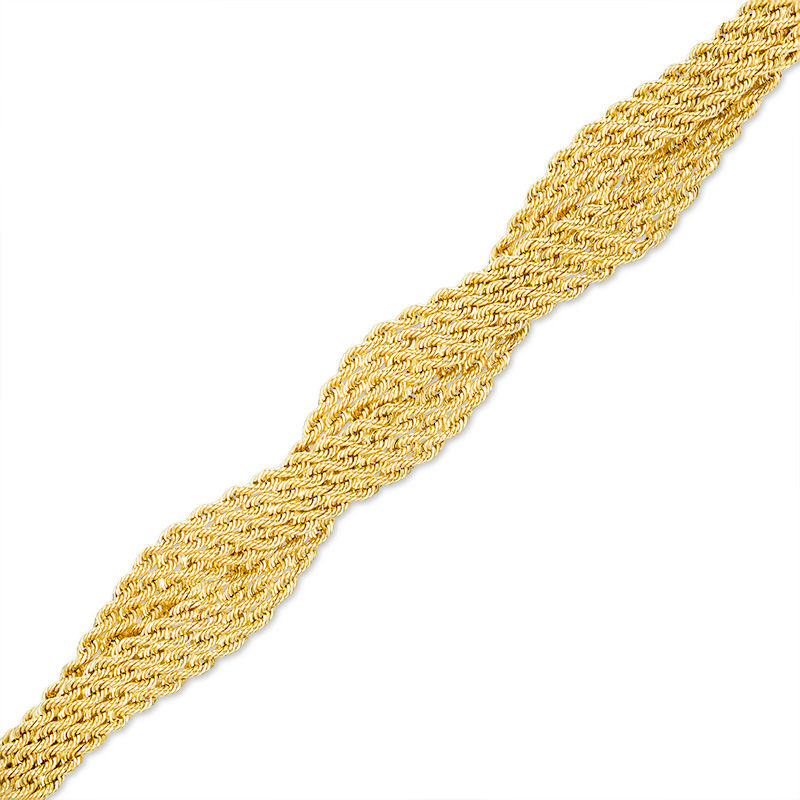 Italian Gold Ladies' Multi-Row Braided Rope Chain Bracelet in 14K Gold - 7.5"