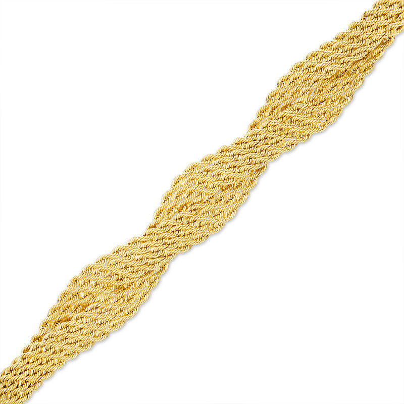 Italian Gold Ladies' Multi-Row Braided Rope Chain Bracelet in 14K Gold - 7.5"|Peoples Jewellers