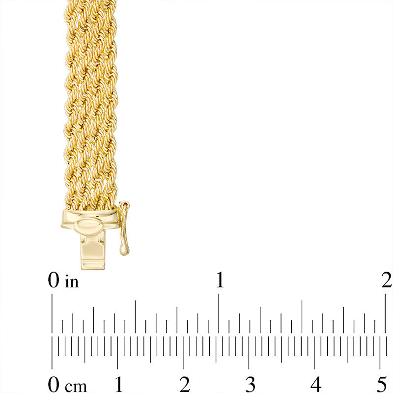 Main Image 2 of Ladies' Multi-Row Braided Rope Chain Bracelet in 14K Gold - 7.5"