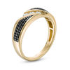 Thumbnail Image 1 of Men's 0.25 CT. T.W. Diamond Three Stone Slant Anniversary Band in 10K Gold with Black Rhodium