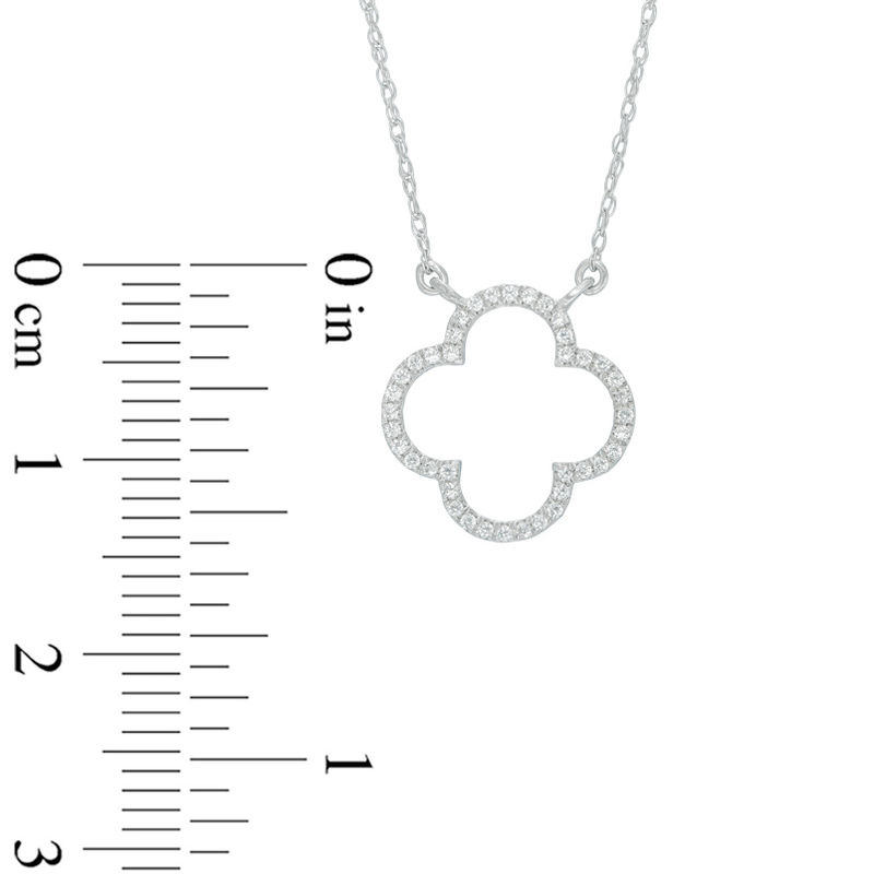 Main Image 2 of 0.10 CT. T.W. Diamond Open Clover Necklace in 10K White Gold