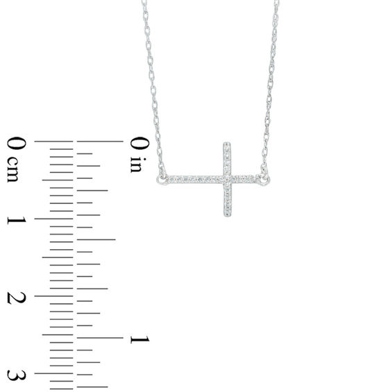 0.05 CT. T.W. Diamond Sideways Cross Necklace in 10K Gold