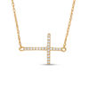 Thumbnail Image 1 of 0.05 CT. T.W. Diamond Sideways Cross Necklace in 10K Gold