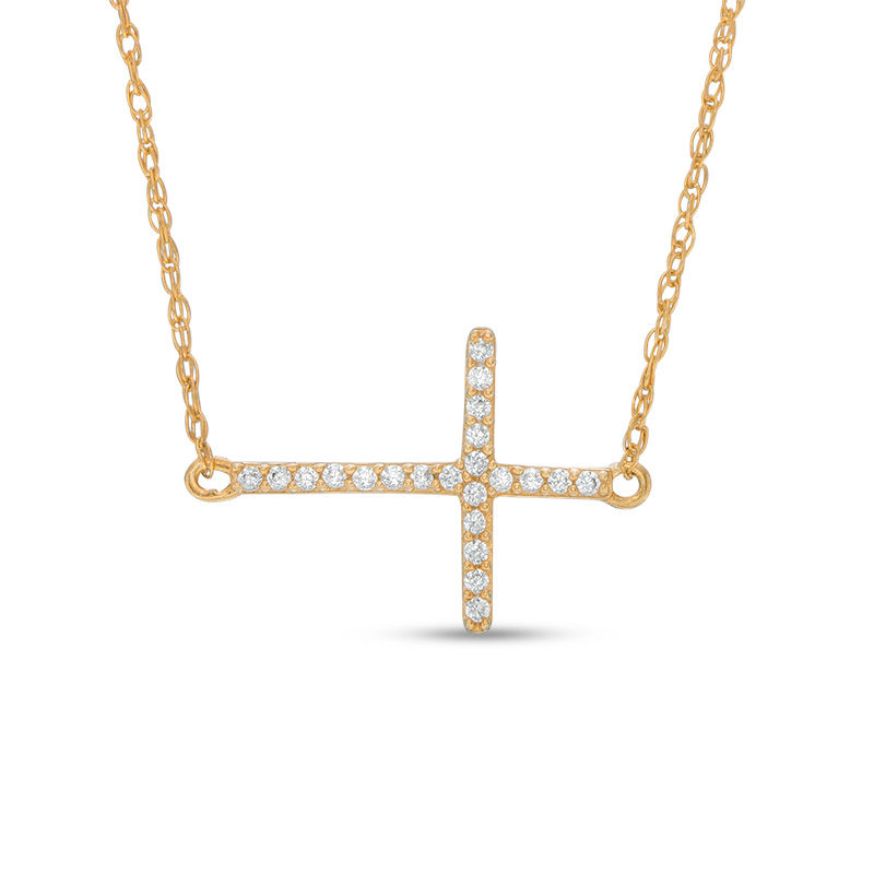 Gold horizontal hotsell cross necklace