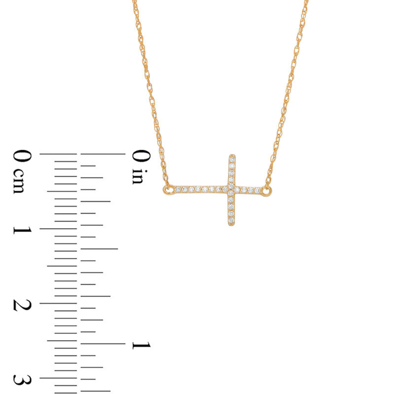 0.05 CT. T.W. Diamond Sideways Cross Necklace in 10K Gold