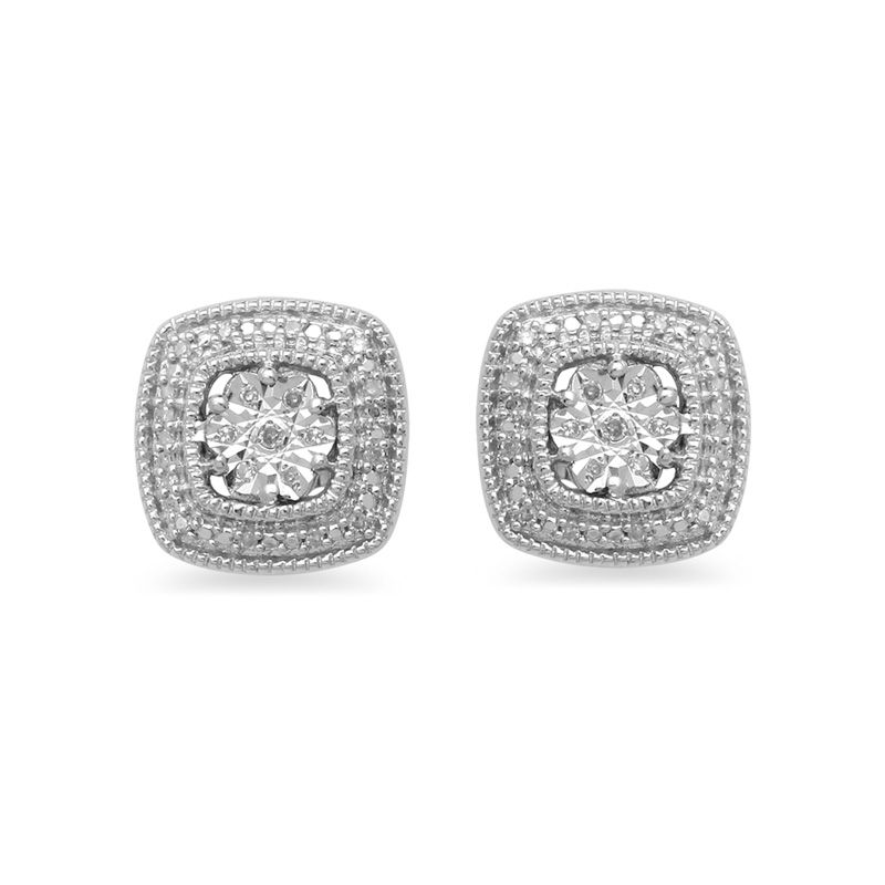 0.13 CT. T.W. Enhanced Black and White Diamond Stud Earrings Set in Sterling Silver