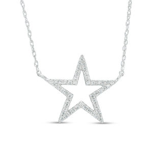 0.12 CT. T.W. Diamond Star Outline Necklace in 10K Gold