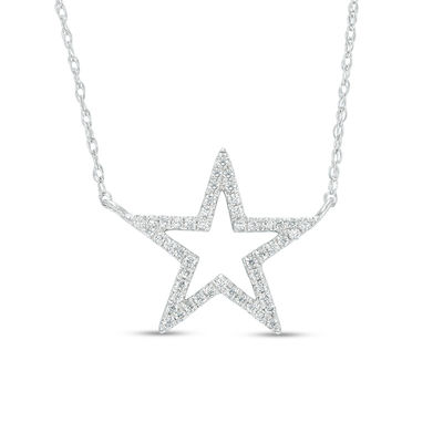 0.12 CT. T.W. Diamond Star Outline Necklace in 10K Gold