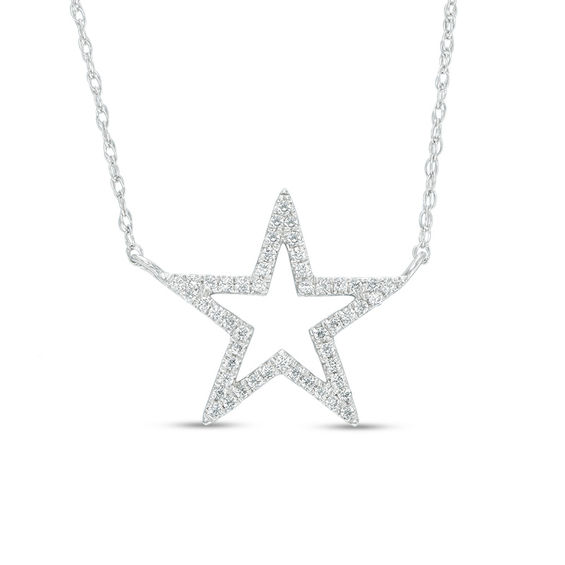 0.12 CT. T.W. Diamond Star Outline Necklace in 10K Gold