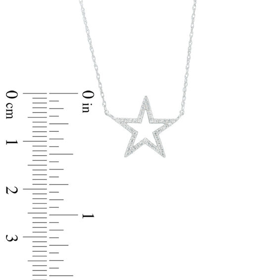 0.12 CT. T.W. Diamond Star Outline Necklace in 10K Gold