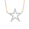 Thumbnail Image 1 of 0.12 CT. T.W. Diamond Star Outline Necklace in 10K Gold