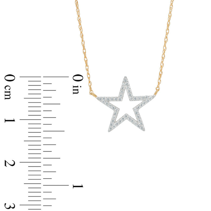 Main Image 2 of 0.12 CT. T.W. Diamond Star Outline Necklace in 10K Gold