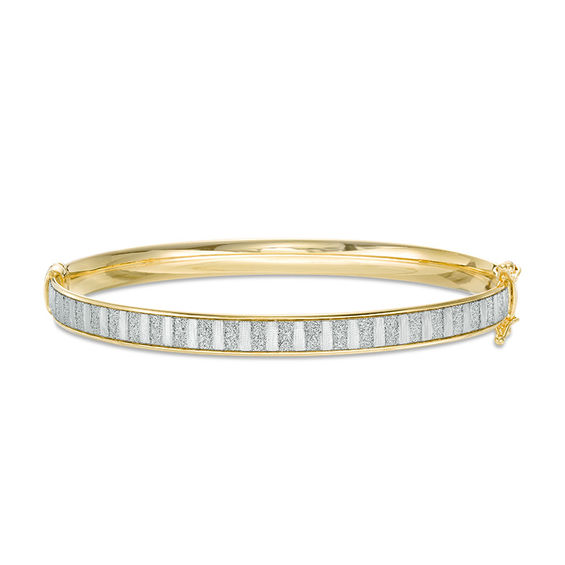 Glitter Enamel Striped Bangle in 14K Gold