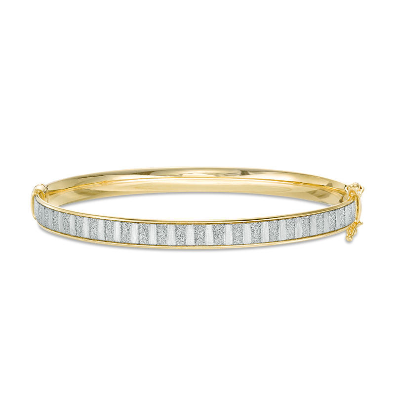 Glitter Enamel Striped Bangle in 14K Gold