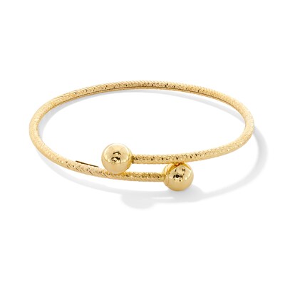 Diamond-Cut Bypass Flex Bangle in 14K Gold - 7.5"