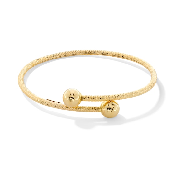 Diamond-Cut Bypass Flex Bangle in 14K Gold - 7.5"