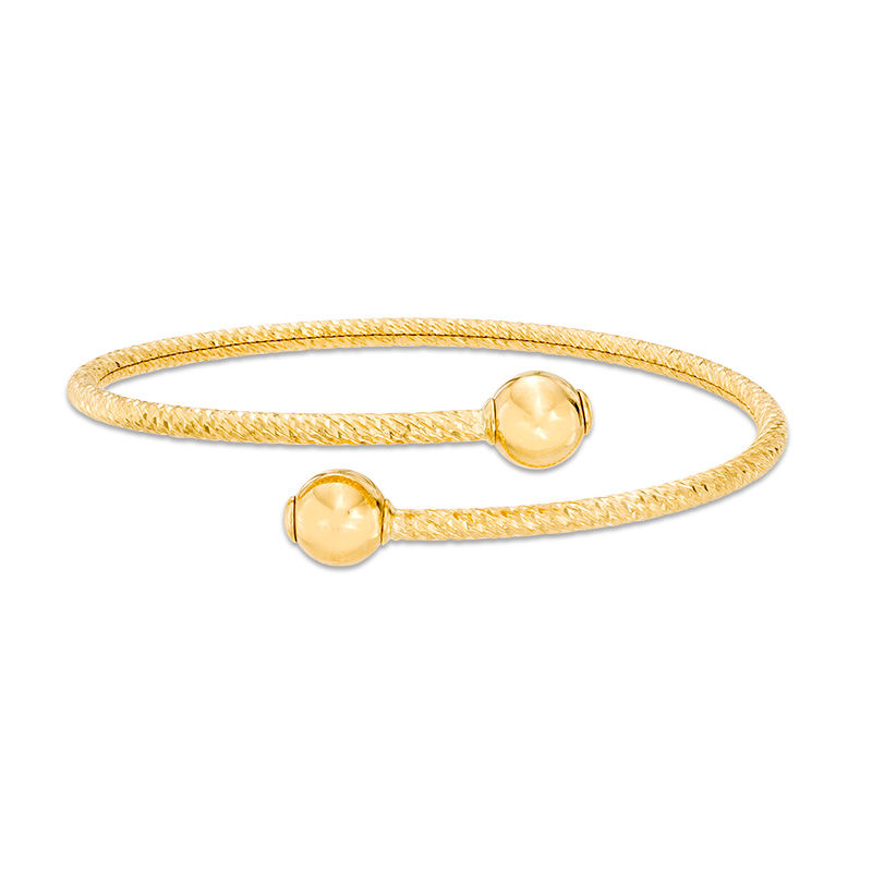 Italian Gold Diamond-Cut Bypass Flex Bangle in 14K Gold - 7.5"|Peoples Jewellers