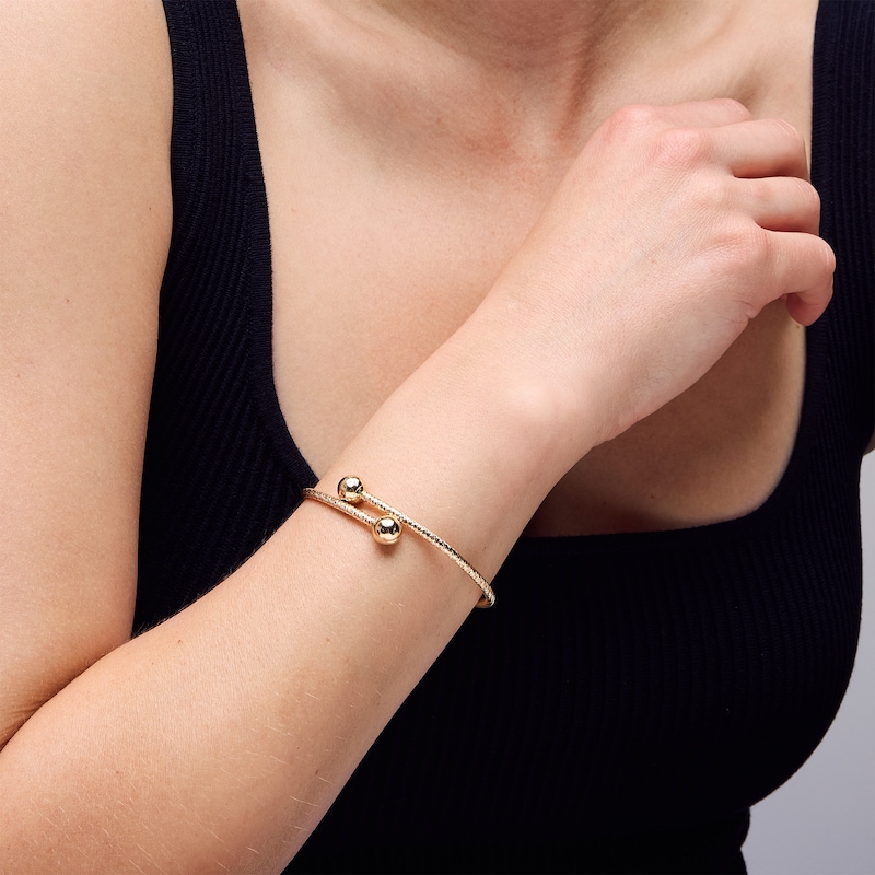 Main Image 2 of Diamond-Cut Bypass Flex Bangle in 14K Gold - 7.5"