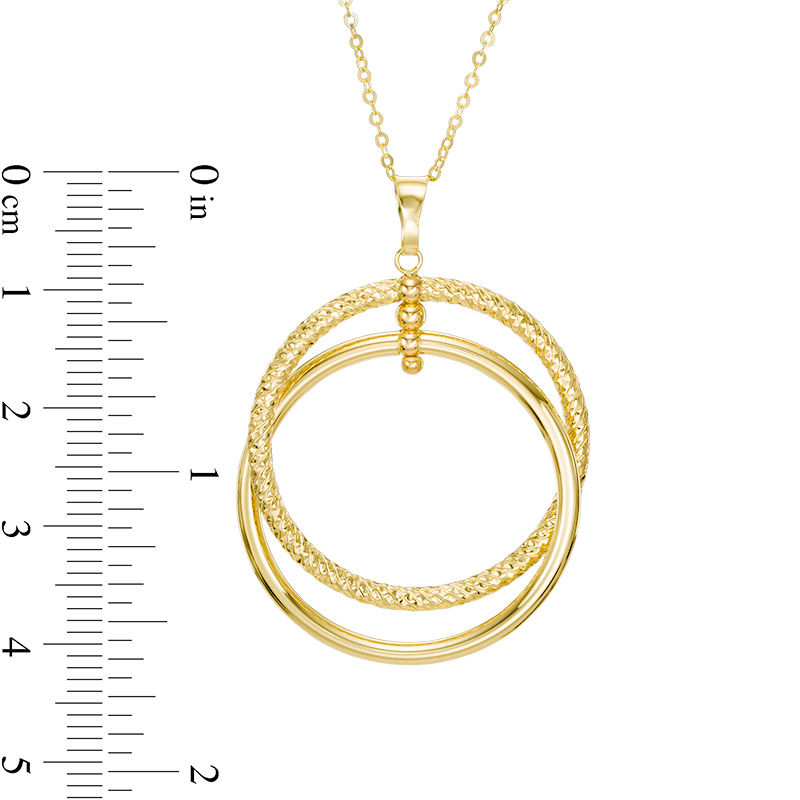 Textured Interlocking Double Circle Pendant in 14K Gold