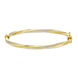Glitter Enamel Stripe Twist Bangle in 14K Gold