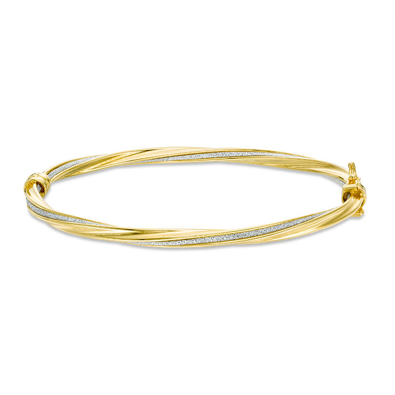 Main Image 1 of Glitter Enamel Stripe Twist Bangle in 14K Gold